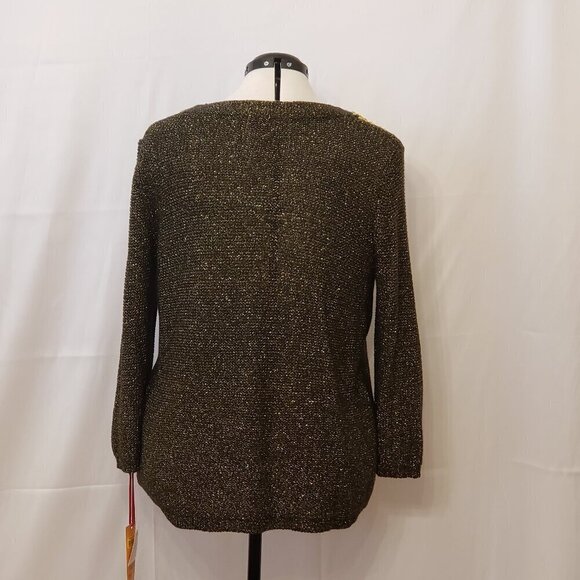 Women's Black Embellished Scoop-Neck Metallic Pullover Sweater by Ruby Rd, SZ XL - Picture 6 of 10